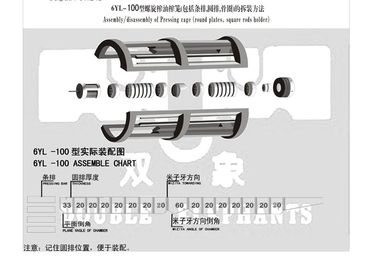 6YL-100型螺旋榨油機(jī)榨籠（包括條排，圓排，骨圈）的撤裝方法